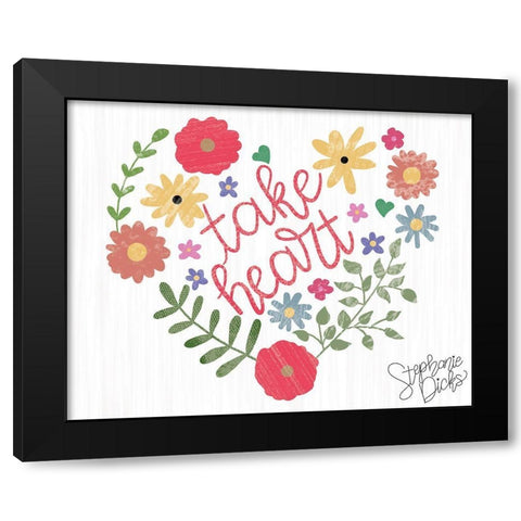 Take Heart Black Modern Wood Framed Art Print with Double Matting by Dicks, Stephanie