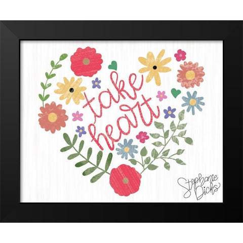 Take Heart Black Modern Wood Framed Art Print by Dicks, Stephanie