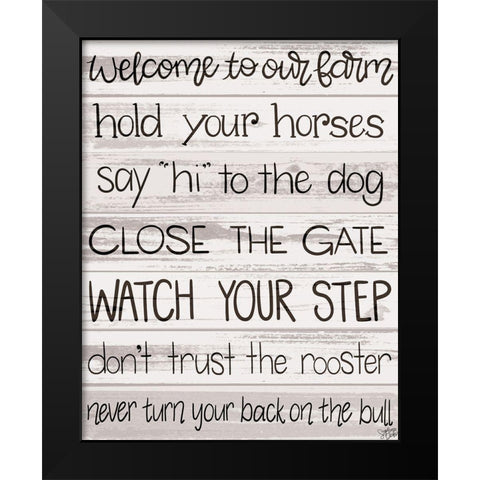 Welcome Black Modern Wood Framed Art Print by Dicks, Stephanie