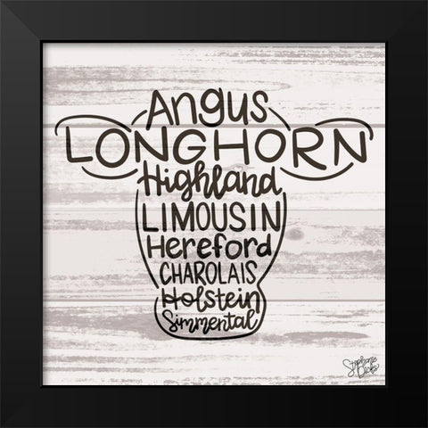 Longhorn Black Modern Wood Framed Art Print by Dicks, Stephanie