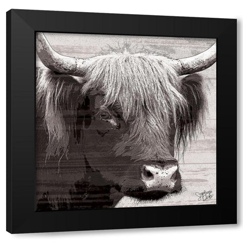 Longhorn II Black Modern Wood Framed Art Print with Double Matting by Dicks, Stephanie