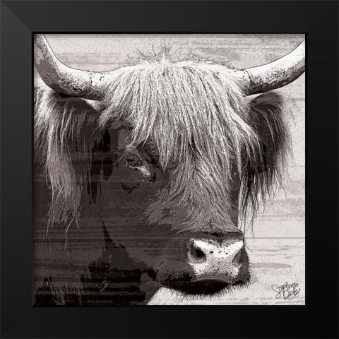 Longhorn II Black Modern Wood Framed Art Print by Dicks, Stephanie