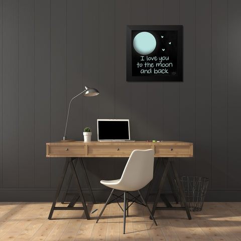 To the Moon Black Modern Wood Framed Art Print by Dicks, Stephanie