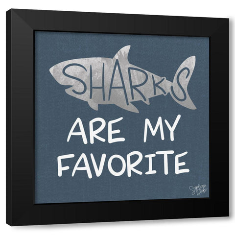 Favorite Sharks Black Modern Wood Framed Art Print by Dicks, Stephanie