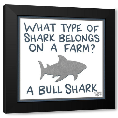 Bull Shark Black Modern Wood Framed Art Print with Double Matting by Dicks, Stephanie