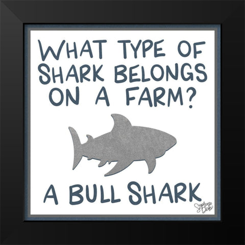 Bull Shark Black Modern Wood Framed Art Print by Dicks, Stephanie