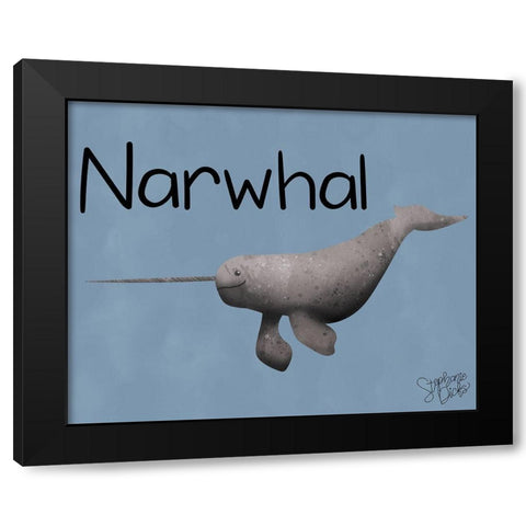 Narwhal Black Modern Wood Framed Art Print with Double Matting by Dicks, Stephanie