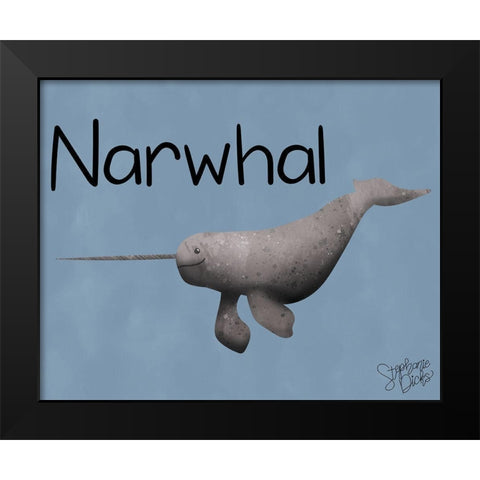 Narwhal Black Modern Wood Framed Art Print by Dicks, Stephanie