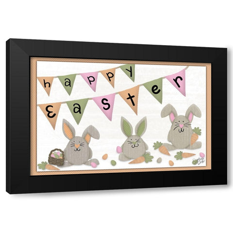 Happy Easter Black Modern Wood Framed Art Print with Double Matting by Dicks, Stephanie