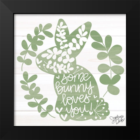 Bunny Love Black Modern Wood Framed Art Print by Dicks, Stephanie