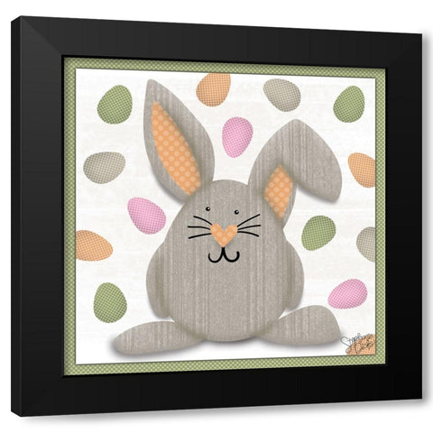 Easter Bunny Black Modern Wood Framed Art Print by Dicks, Stephanie