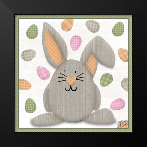 Easter Bunny Black Modern Wood Framed Art Print by Dicks, Stephanie