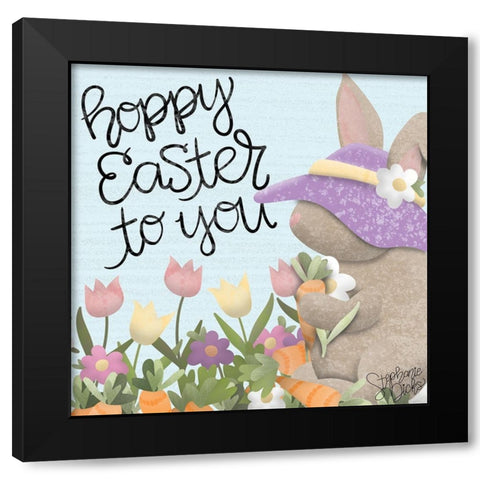 Hoppy Easter Black Modern Wood Framed Art Print with Double Matting by Dicks, Stephanie