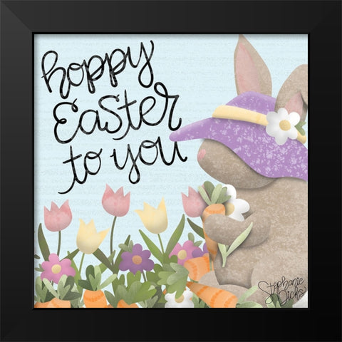 Hoppy Easter Black Modern Wood Framed Art Print by Dicks, Stephanie