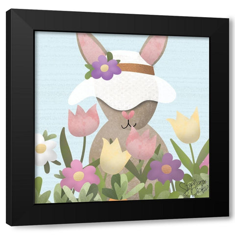 Easter Bunny II Black Modern Wood Framed Art Print with Double Matting by Dicks, Stephanie