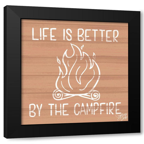 Campfire Black Modern Wood Framed Art Print with Double Matting by Dicks, Stephanie