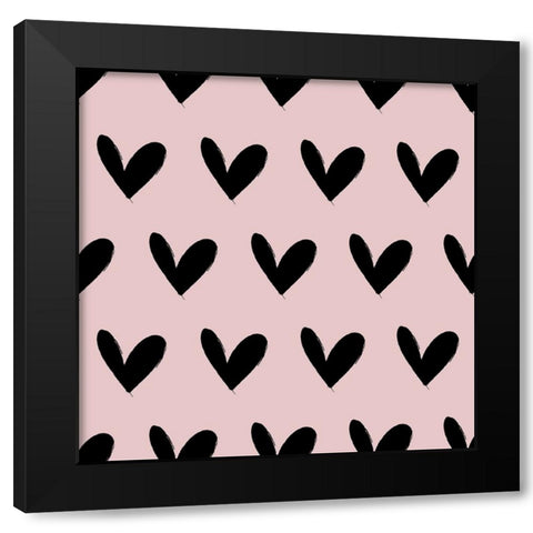 Heart Pattern Black Modern Wood Framed Art Print with Double Matting by Dicks, Stephanie