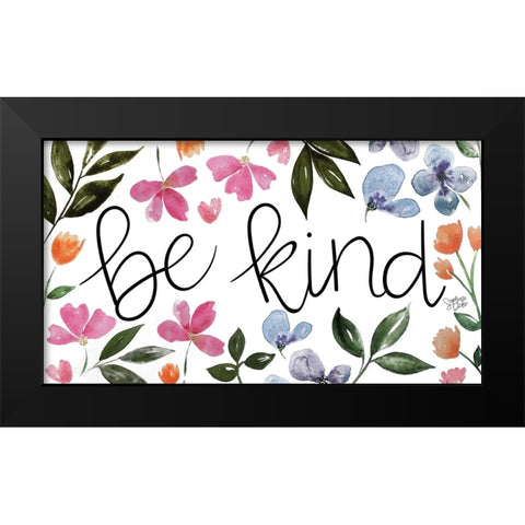 Be Kind Black Modern Wood Framed Art Print by Dicks, Stephanie