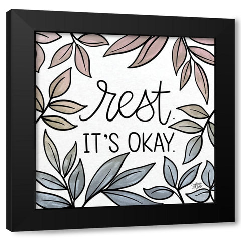 Its Okay Black Modern Wood Framed Art Print by Dicks, Stephanie