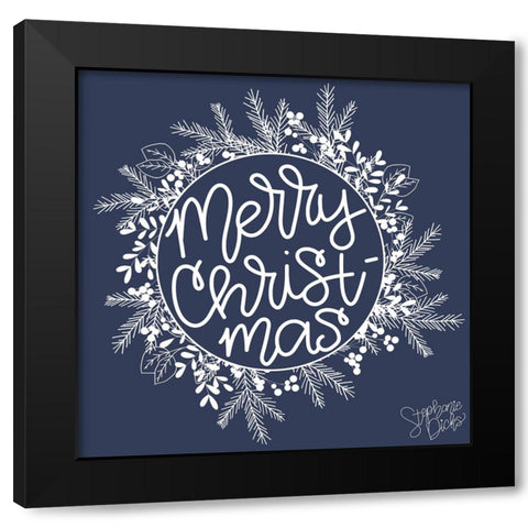 Merry Christmas Black Modern Wood Framed Art Print with Double Matting by Dicks, Stephanie