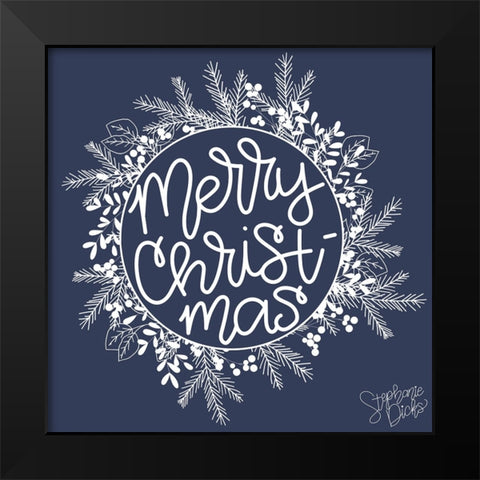 Merry Christmas Black Modern Wood Framed Art Print by Dicks, Stephanie