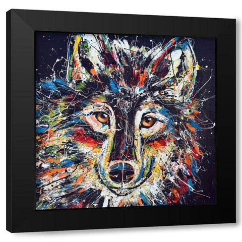 Wolf Black Modern Wood Framed Art Print by Seeley, Jenn