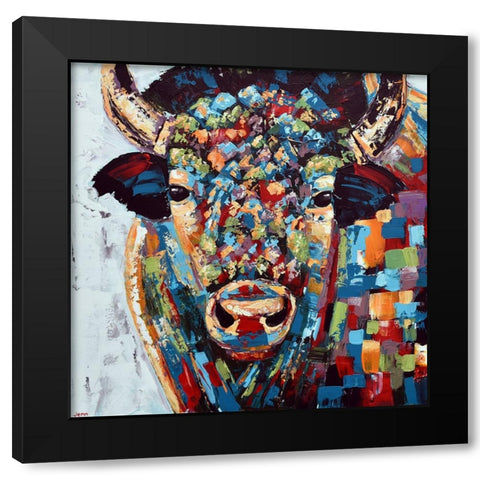 Bison Black Modern Wood Framed Art Print by Seeley, Jenn