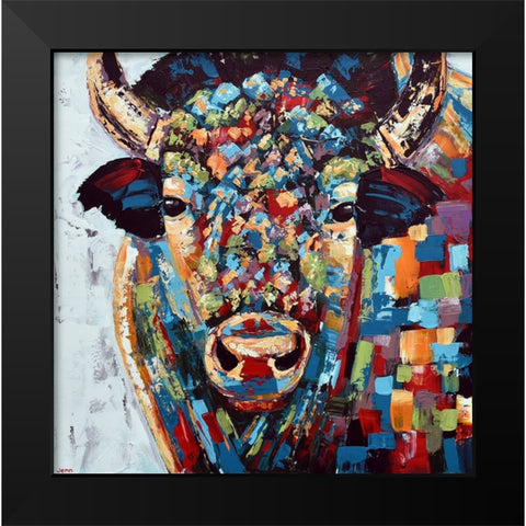 Bison Black Modern Wood Framed Art Print by Seeley, Jenn