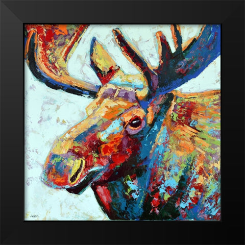 Moose Black Modern Wood Framed Art Print by Seeley, Jenn