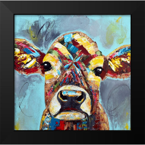 Carabelle the Cow Black Modern Wood Framed Art Print by Seeley, Jenn