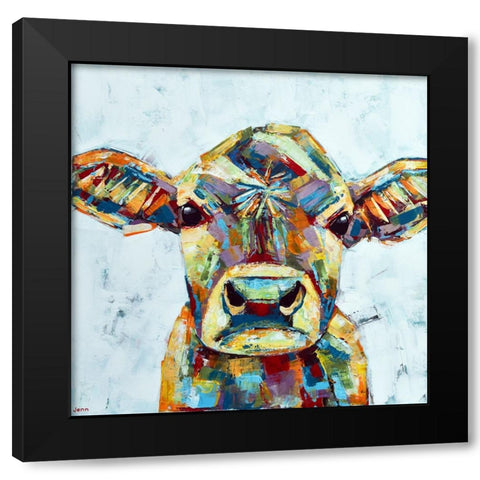 Cow Black Modern Wood Framed Art Print with Double Matting by Seeley, Jenn