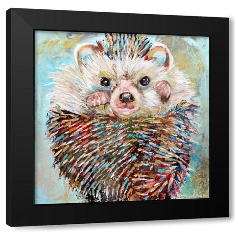 Hedgehog Black Modern Wood Framed Art Print by Seeley, Jenn