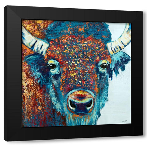 Bison Sunrise Black Modern Wood Framed Art Print by Seeley, Jenn