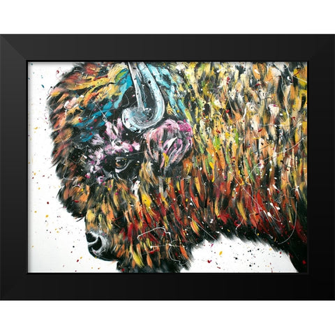 Maximus Bison Black Modern Wood Framed Art Print by Seeley, Jenn