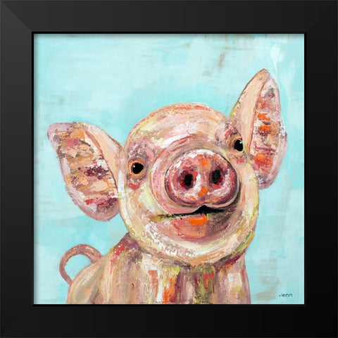 Pig Black Modern Wood Framed Art Print by Seeley, Jenn