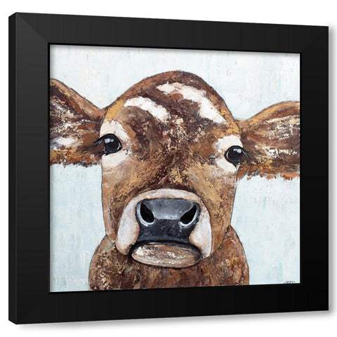 Pearl the Cow Black Modern Wood Framed Art Print by Seeley, Jenn