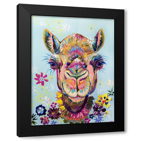 Boho Llama Black Modern Wood Framed Art Print with Double Matting by Seeley, Jenn