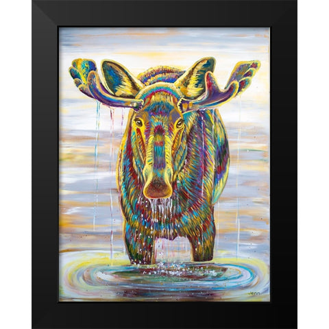 Water Moose Black Modern Wood Framed Art Print by Seeley, Jenn
