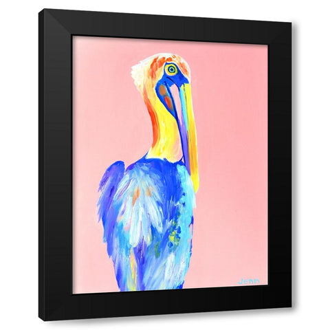Pink Pelican Black Modern Wood Framed Art Print by Seeley, Jenn