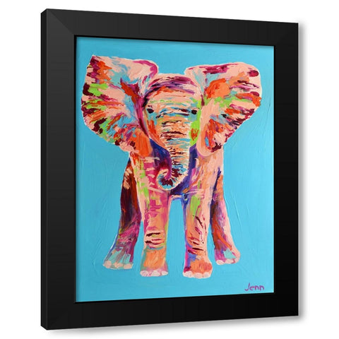 Baby Pink Elephant Black Modern Wood Framed Art Print with Double Matting by Seeley, Jenn