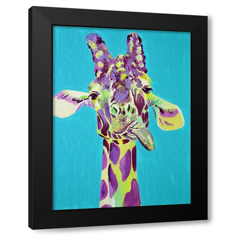 Dopey Giraffe Black Modern Wood Framed Art Print with Double Matting by Seeley, Jenn