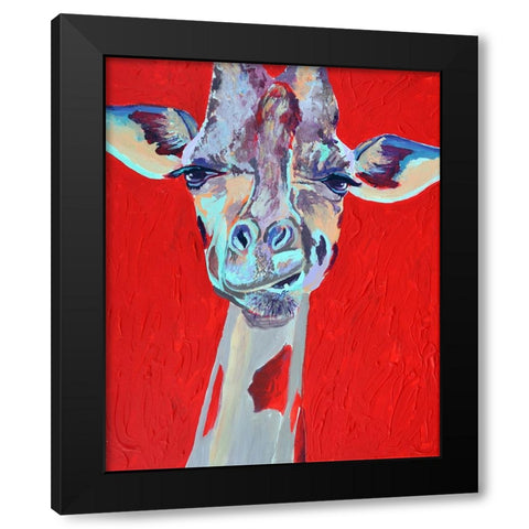 Grumpy Giraffe Black Modern Wood Framed Art Print with Double Matting by Seeley, Jenn