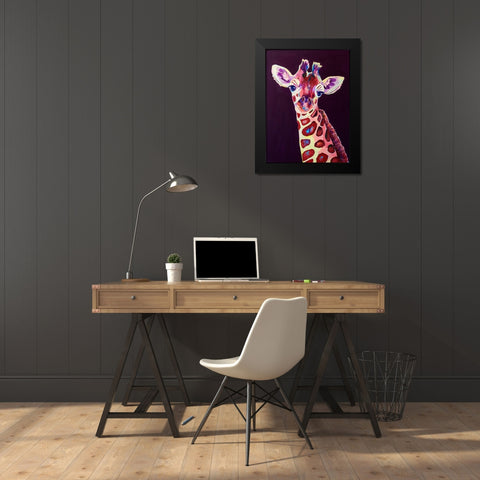 Purple Giraffe Black Modern Wood Framed Art Print by Seeley, Jenn