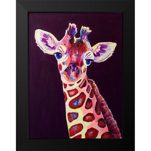Purple Giraffe Black Modern Wood Framed Art Print by Seeley, Jenn