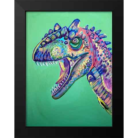 Green Dinosaur Black Modern Wood Framed Art Print by Seeley, Jenn