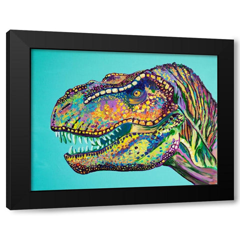 T-Rex Black Modern Wood Framed Art Print with Double Matting by Seeley, Jenn