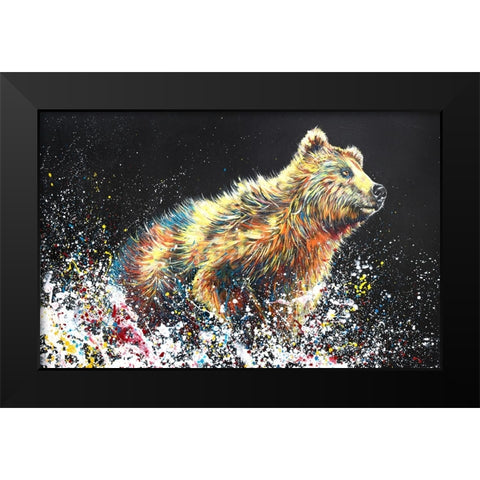 Bear Bath Black Modern Wood Framed Art Print by Seeley, Jenn