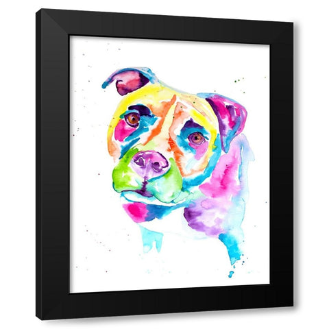 Colorful Pitbull Black Modern Wood Framed Art Print with Double Matting by Seeley, Jenn