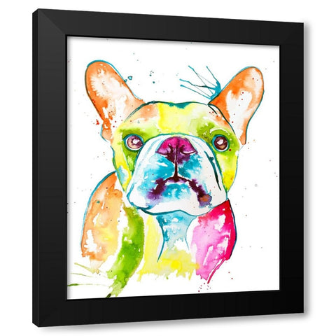 Colorful Frenchie Black Modern Wood Framed Art Print with Double Matting by Seeley, Jenn