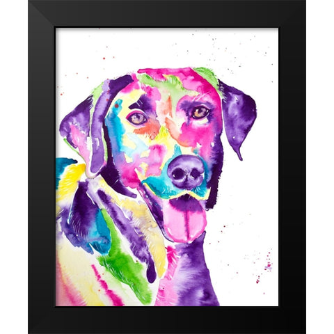 Colorful Black Lab Black Modern Wood Framed Art Print by Seeley, Jenn